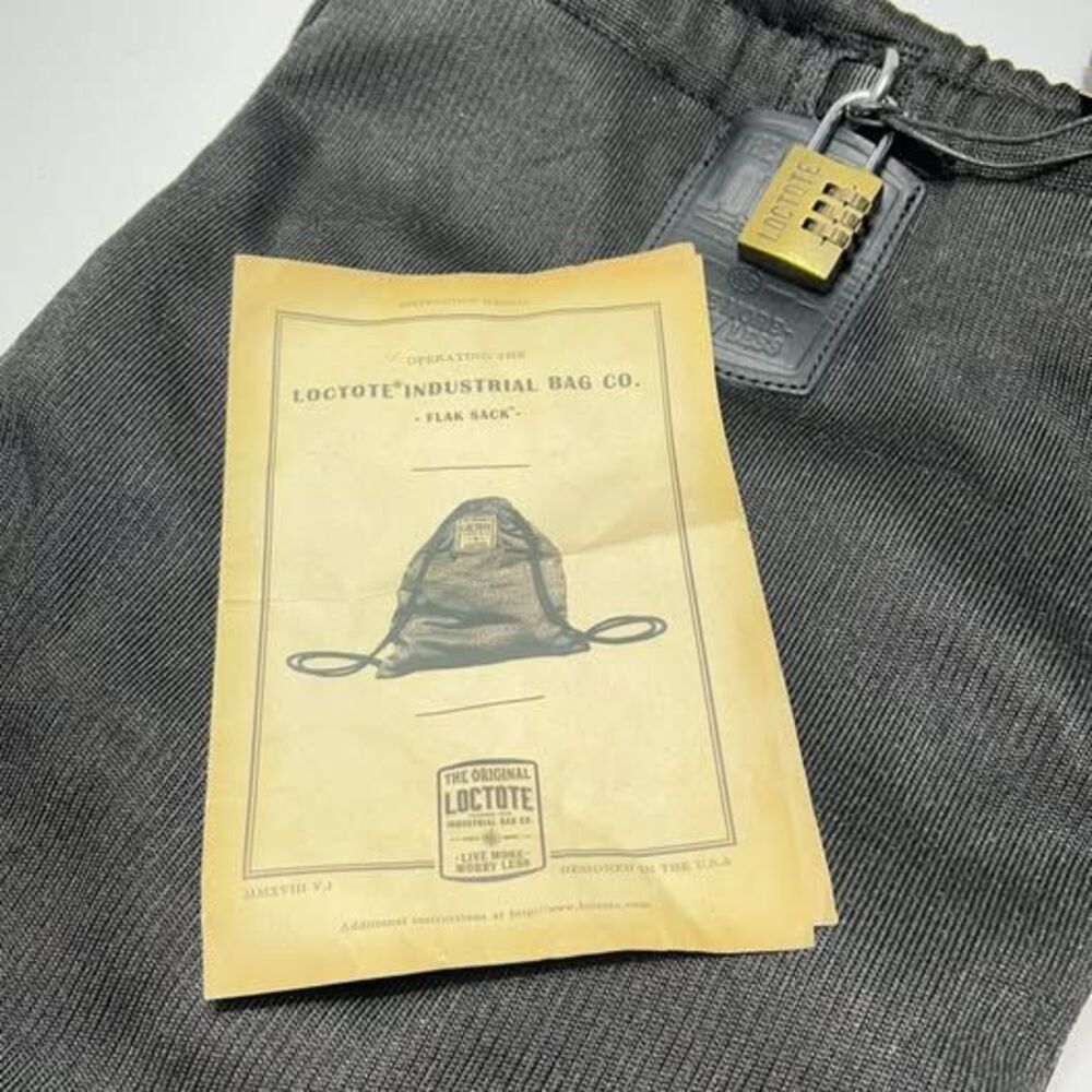 NWT Loctote Flak Sack Anti-Theft Drawstring Backpack Gray RFID Lockable